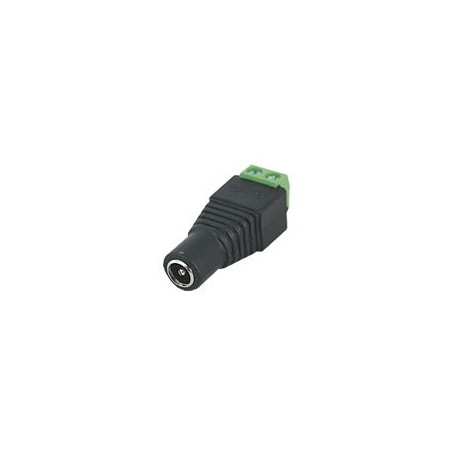 ADAPTADOR TIPO JACK DE 3.5 MM HEMBRA POLARIZADO DE 12 VCD CON TERMINALES TIPO TORNILLO.