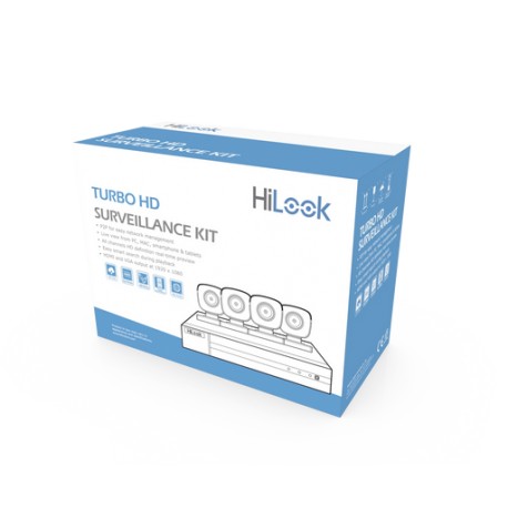 KIT TURBOHD 1080P / DVR 8 CANALES CON H.265+ / 4 CÁMARAS BALA METÁLICAS / FUENTE DE PODER / ACCESORIOS DE INSTALACIÓN