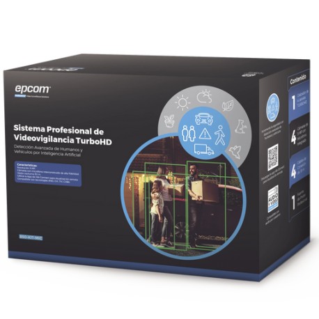 KIT TURBOHD 5 MEGAPIXEL / DVR 4 CANALES / 4 CÁMARAS DE 5 MEGAPIXEL CON MICRÓFONO INTEGRADO / 4 CABLES 18 METROS / FUENTE DE POD