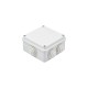 CAJA DE DERIVACIÓN DE PVC AUTO-EXTINGUIBLE CON 6 ENTRADAS, TAPA ATORNILLADA, 100X100X50 MM, PARA EXTERIOR (IP55)