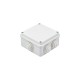 CAJA DE DERIVACIÓN DE PVC AUTO-EXTINGUIBLE CON 6 ENTRADAS, TAPA ATORNILLADA, 100X100X50 MM, PARA EXTERIOR (IP55)