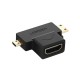 ADAPTADOR MICRO + MINI HDMI MACHO A HDMI HEMBRA / MINI HDMI TIPO C A HDMI TIPO A  4K@30HZ / MICRO HDMI TIPO D A HDMI TIPO A 108