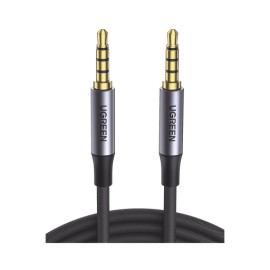 CABLE AUXILIAR DE 3.5MM / CABLE AUDIO ESTÉREO / NÚCLEO DE ALAMBRE DE COBRE ESMALTADO / CARCASA DE ALUMINIO AZUL + NYLON TRENZAD