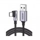 CABLE USB-A A USB-C / CONECTOR CON ÁNGULO RECTO DE 90° / 1 METRO / CARCASA DE ALUMINIO / NYLON TRENZADO / TRANSFERENCIA DE DATO