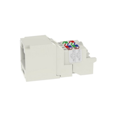 CONECTOR JACK RJ45 ESTILO TP, MINI-COM, CATEGORÍA 6, DE 8 POSICIONES Y 8 CABLES, COLOR BLANCO MATE