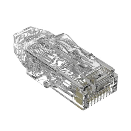 PLUG RJ45 CAT6/6A, PARA CABLE UTP DE CALIBRE 28 AWG, CHAPADO EN ORO DE 50 MICRAS, PAQUETE DE 100 PIEZAS