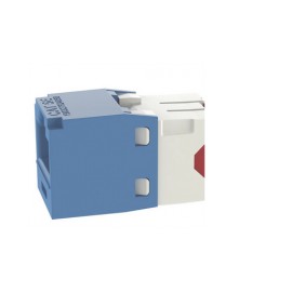 CONECTOR JACK RJ45 ESTILO TG, MINI-COM, CATEGORÍA 5E, DE 8 POSICIONES Y 8 CABLES, COLOR AZUL