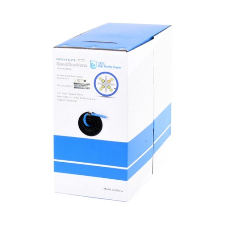 BOBINA DE CABLE DE 305 METROS CAT6, CM, 24 AWG, ALTO RENDIMIENTO, ETL, UL, COLOR AZUL, SUPER FLEXIBLE, PARA APLICACIONES DE VID