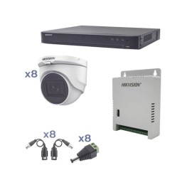 KIT TURBOHD 1080P / DVR 8 CANALES / 8 CÁMARAS TURRET (EXTERIOR 2.8 MM) / CONECTORES / TRANSCEPTORES / FUENTE DE PODER PROFESION