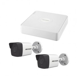 KIT IP 1080P / NVR DE 4 CANALES / 2 CÁMARAS BALA IP PARA EXTERIOR (MICRÓFONO INTEGRADO)