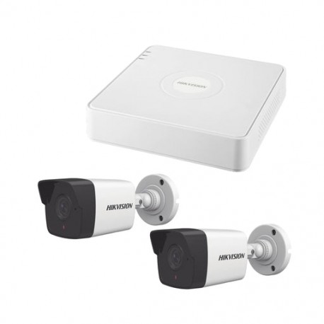 KIT IP 1080P / NVR DE 4 CANALES / 2 CÁMARAS BALA IP PARA EXTERIOR (MICRÓFONO INTEGRADO)