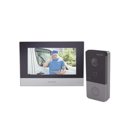 KIT DE VIDEOPORTERO IP POE ESTANDAR CON LLAMADA A APP DE SMARTPHONE (HIKCONNECT) / APERTURA CON TARJETA MIFARE / FRENTE DE CALL