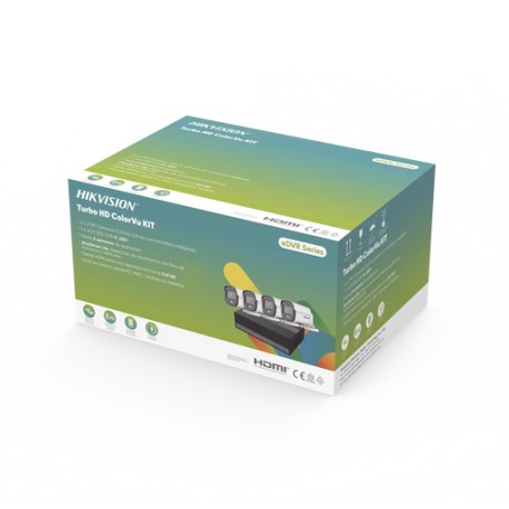 KIT TURBOHD 1080P / DVR 4 CANALES CON UNIDAD DE ALMACENAMIENTO ESSD DE 300 GB / 4 CÁMARAS BALA COLORVU CON MICRÓFONO INTEGRADO 