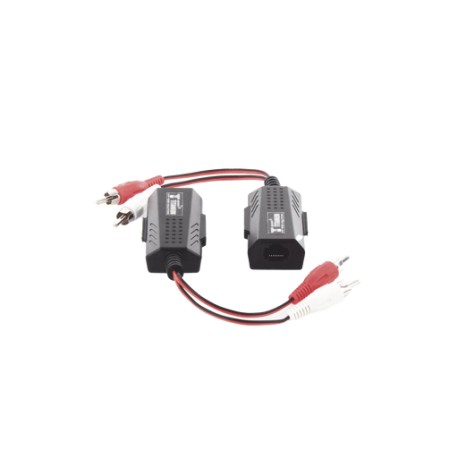 BALUN EXTENSOR DE AUDIO ANALOGO ESTEREO RCA A RJ45  / DISTANCIA 800 MTS/  CABLE CAT5-6 / CONECTOR 100% COBRE / PROTECCIÓN TVS, 