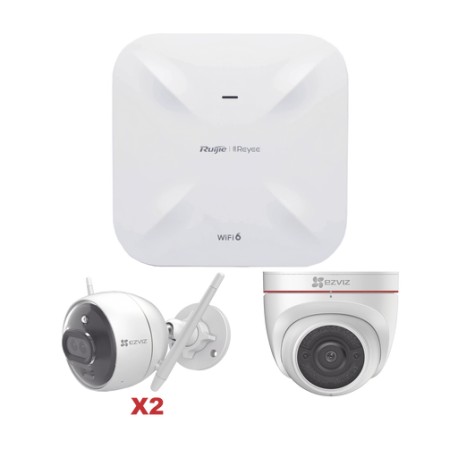 KIT DE CÁMARAS WI-FI EZVIZ CON ACCESS POINT RUIJIE / INCLUYE 2 PIEZAS C3X / 1 PIEZA C4W / 1 ACCESS POIN RG-RAP6260(G)