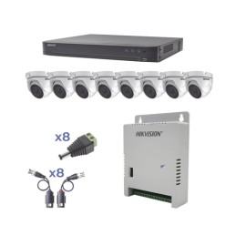 KIT TURBOHD 1080P / DVR 8 CANALES / 8 CÁMARAS EYEBALL (EXTERIOR 2.8 MM) / TRANSCEPTORES / CONECTORES / FUENTE DE PODER PROFESIO