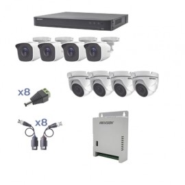 KIT TURBOHD 1080P / DVR 8 CANALES / 4 CÁMARAS BALA (EXTERIOR 2.8 MM) / 4 CÁMARAS EYEBALL (EXTERIOR 2.8 MM) / TRANSCEPTORES / CO