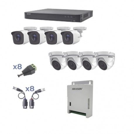 KIT TURBOHD 1080P / DVR 8 CANALES / 4 CÁMARAS BALA (EXTERIOR 2.8 MM) / 4 CÁMARAS EYEBALL (EXTERIOR 2.8 MM) / TRANSCEPTORES / CO