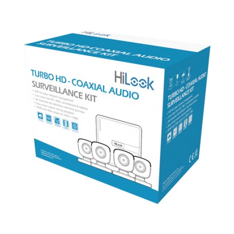 (MICRÓFONO INTEGRADO) KIT TURBOHD 1080P LITE / DVR 4 CANALES / AUDIO POR COAXITRON / 4 CÁMARAS BALA DE POLICARBONATO CON MICRÓF