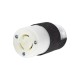 CONECTOR DE MEDIA VUELTA, 15 A 125 V AC,  2 POLOS, 3 HILOS, COLOR BLANCO Y NEGRO ( NEMA L5-15P).