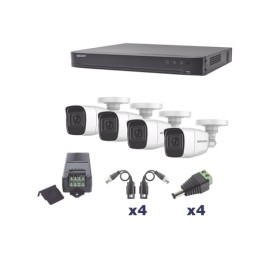 KIT TURBOHD 1080P / DVR 4 CANALES / 4 CÁMARAS BALA POLICARBONATO CON AUDIO INTEGRADO (EXTERIOR 2.8 MM) / TRANSCEPTORES / CONECT