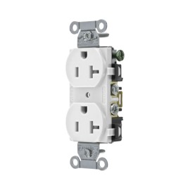 CONTACTO DÚPLEX 20 A, 125 V,  2 POLOS, 3 HILOS, CABLEADO POSTERIOR Y  LATERAL, COLOR BLANCO (NEMA 5-20R).