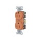 CONTACTO DÚPLEX 15A, 125V, 2 POLOS, 3 HILOS, COLOR NARANJA (NEMA 5-15R). GRADO COMERCIAL.