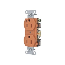 CONTACTO DÚPLEX 15A, 125V, 2 POLOS, 3 HILOS, COLOR NARANJA (NEMA 5-15R). GRADO COMERCIAL.