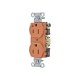 CONTACTO DÚPLEX 15A, 125V, 2 POLOS, 3 HILOS, COLOR NARANJA (NEMA 5-15R). GRADO COMERCIAL.