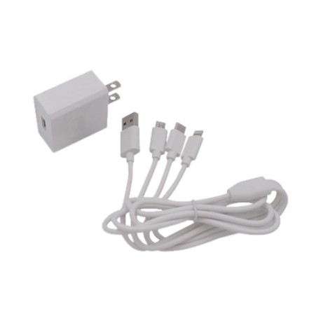 CARGADOR DE PARED DE 5 VCC 2A / MULTI-PUERTOS / USB-C, MICRO USB, LIGHTNING (IPHONE)