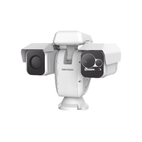 PTZ PUNTA DE POSTE IP DUAL / LENTE TÉRMICO 100 MM (640 X 512) / LENTE ÓPTICO 56X ZOOM (4 MP) / 500 MTS IR LASER / 24VCA