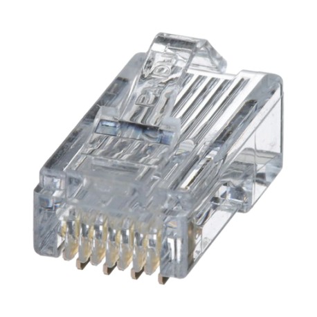 PLUG RJ45 CAT5E, PARA CABLE UTP DE CALIBRES 24-26 AWG, CHAPADO EN ORO DE 50 MICRAS, PAQUETE DE 100 PIEZAS
