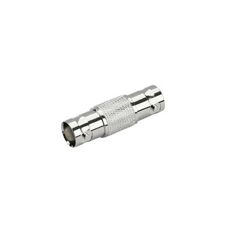 ADAPTADOR TIPO BARRIL PARA 75 OHM, DE CONECTOR BNC HEMBRA A BNC HEMBRA, NÍQUEL/ ORO/ TEFLÓN.