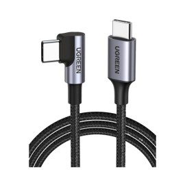 CABLE USB-C A USB-C / CONECTOR CON ÁNGULO RECTO DE 90° / 1 METRO / CARCASA DE ALUMINIO / NYLON TRENZADO / TRANSFERENCIA DE DATO