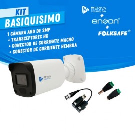 KIT BASIQUISIMO 1 MERIVA TECHNOLOGY - FOLKSAFE 1X MBASHD2202 CAMARA HD BULLET MERIVA TECHNOLOGY 1080P / 2.8MM / 20M IR / IP67 /