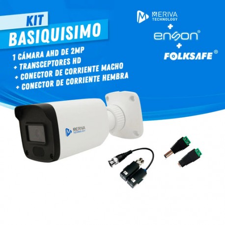 KIT BASIQUISIMO 1 MERIVA TECHNOLOGY - FOLKSAFE 1X MBASHD2202 CAMARA HD BULLET MERIVA TECHNOLOGY 1080P / 2.8MM / 20M IR / IP67 /